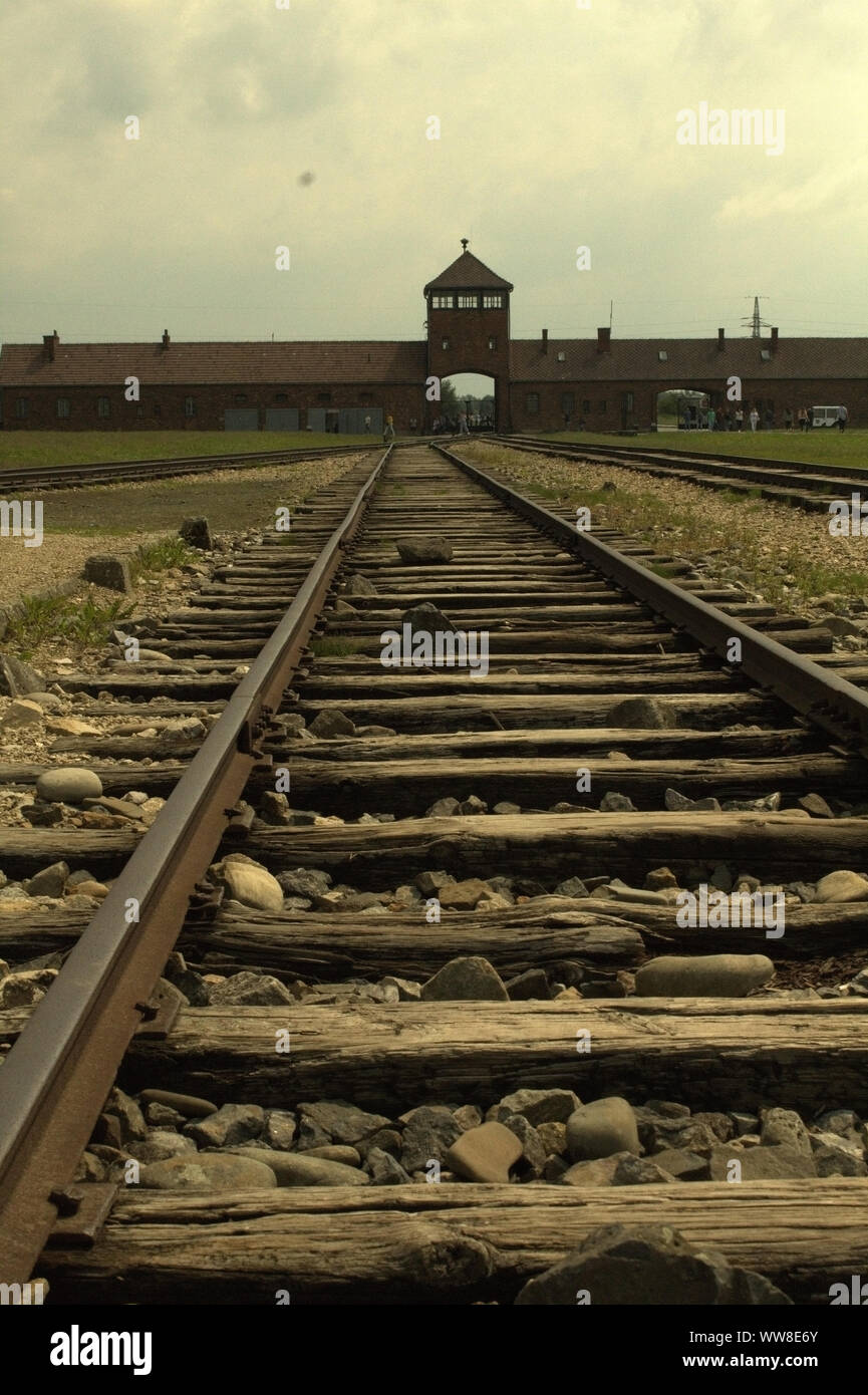 Auschwitz-Birkenau Railway Track Stockfoto