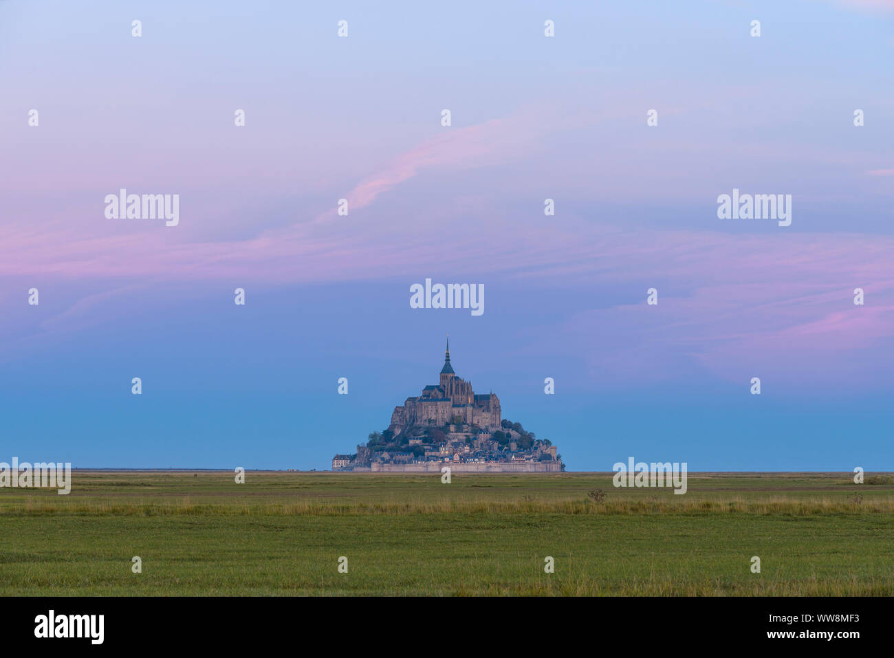 Mont-Saint-Michel am Morgen, der Manche Abteilung, Normandie, Frankreich Stockfoto