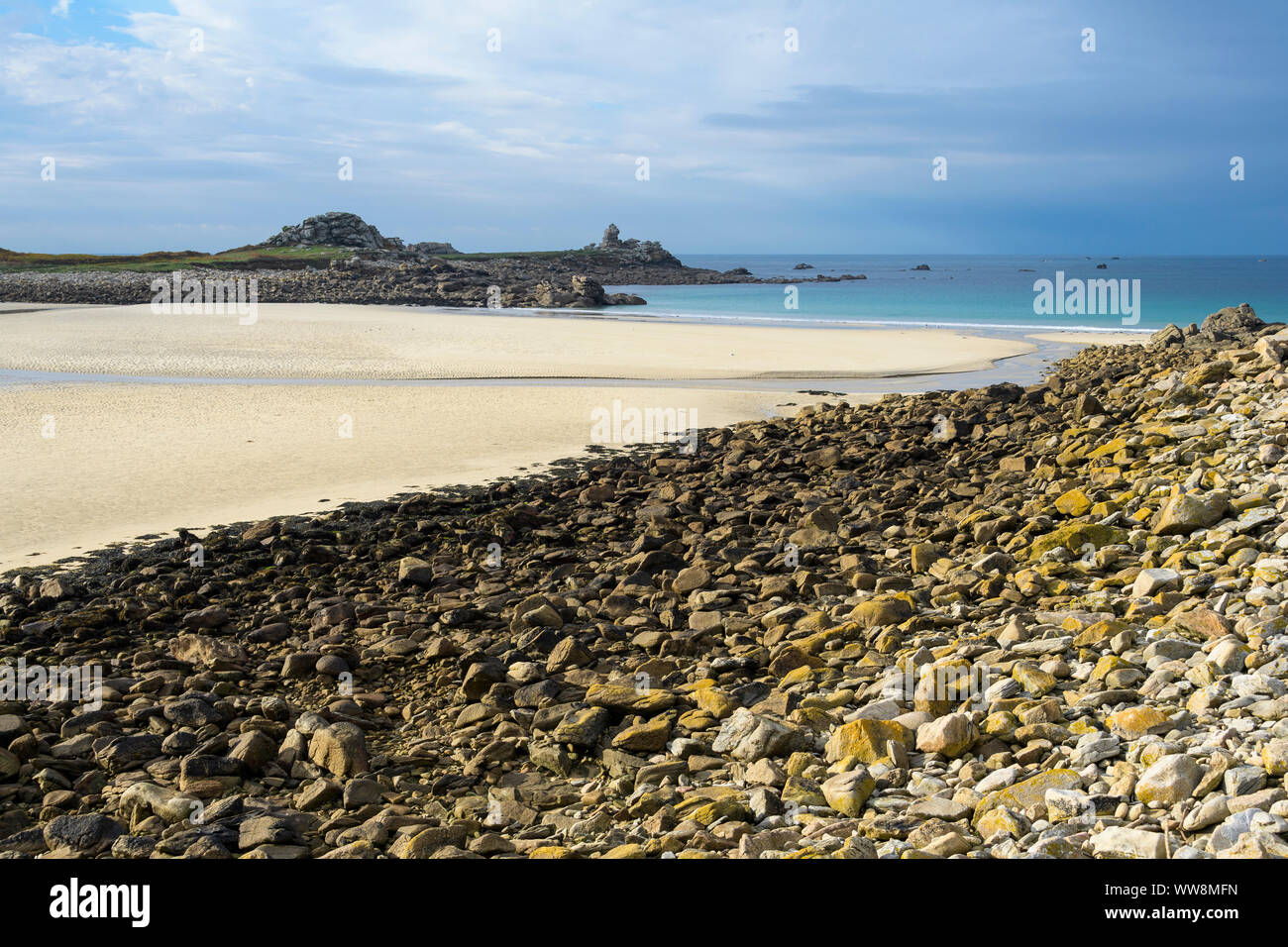 Stein Küste, Porspoder, Finistère, Bretagne, Frankreich Stockfoto