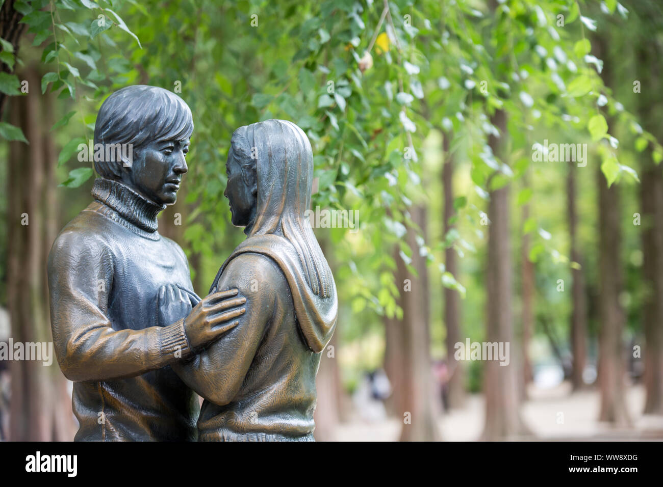 Winter Sonata touristische Menschenmenge Schublade Attraktion auf Insel Nami Seoul, Südkorea Stockfoto