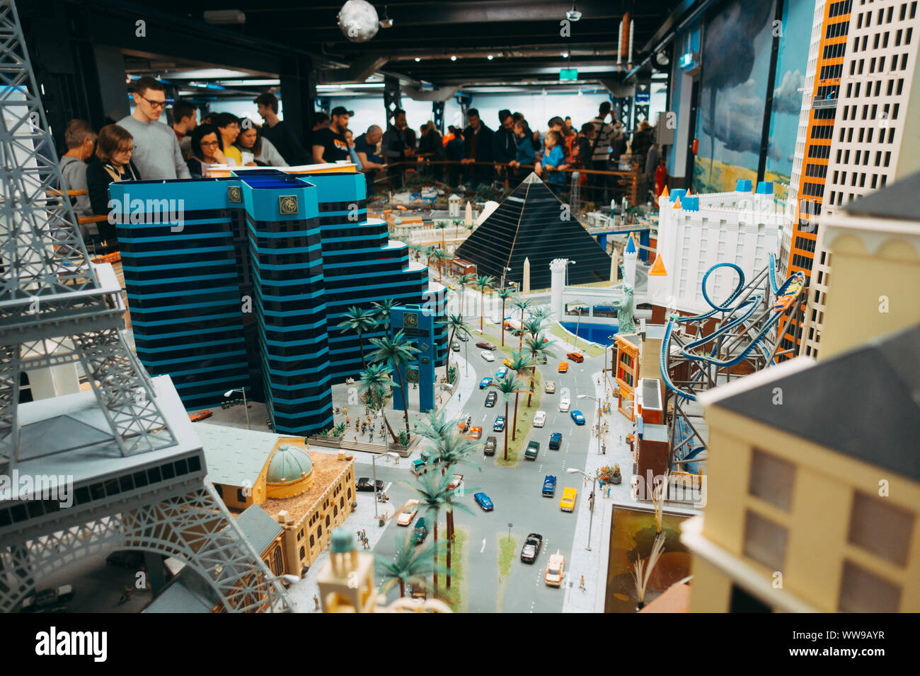 Eine Miniaturausgabe des Las Vegas Strip im Amerika der Miniatur Wunderland in Hamburg, Deutschland Stockfoto