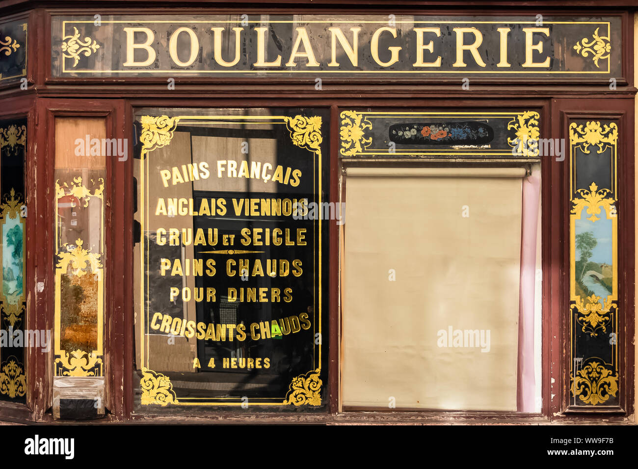 Paris, uraltes Geschäft, Brot und Gebäck, schöne Gebäude Stockfoto