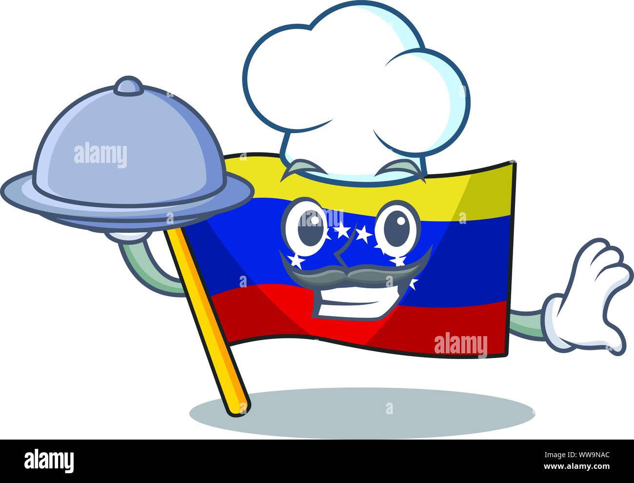 Koch mit Essen Flagge Venezuela isoliert mit der Cartoon Stock Vektor