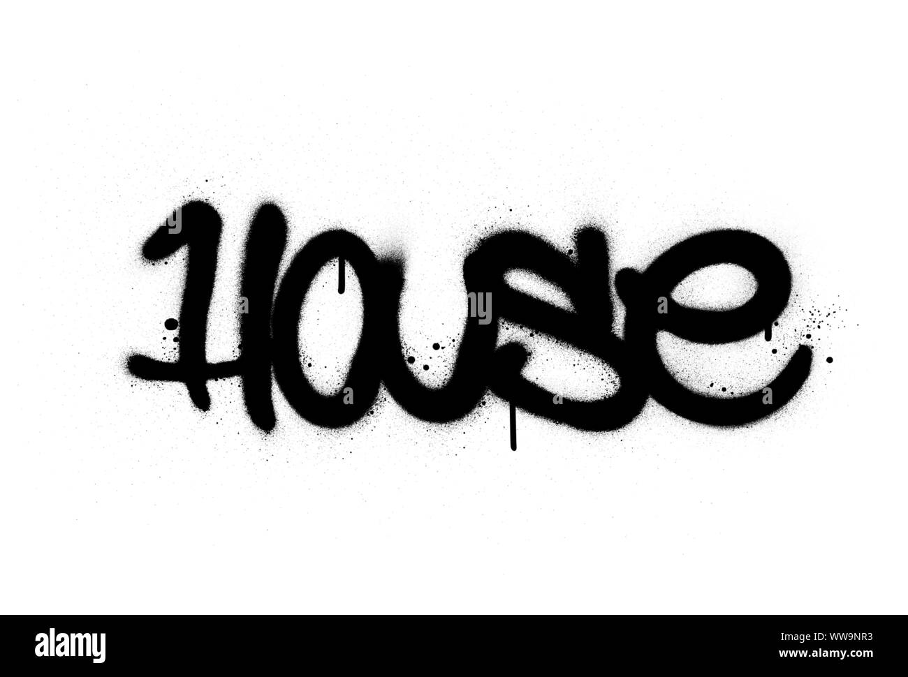 Graffiti Haus Wort gesprüht in Schwarz auf Weiß Stock Vektor
