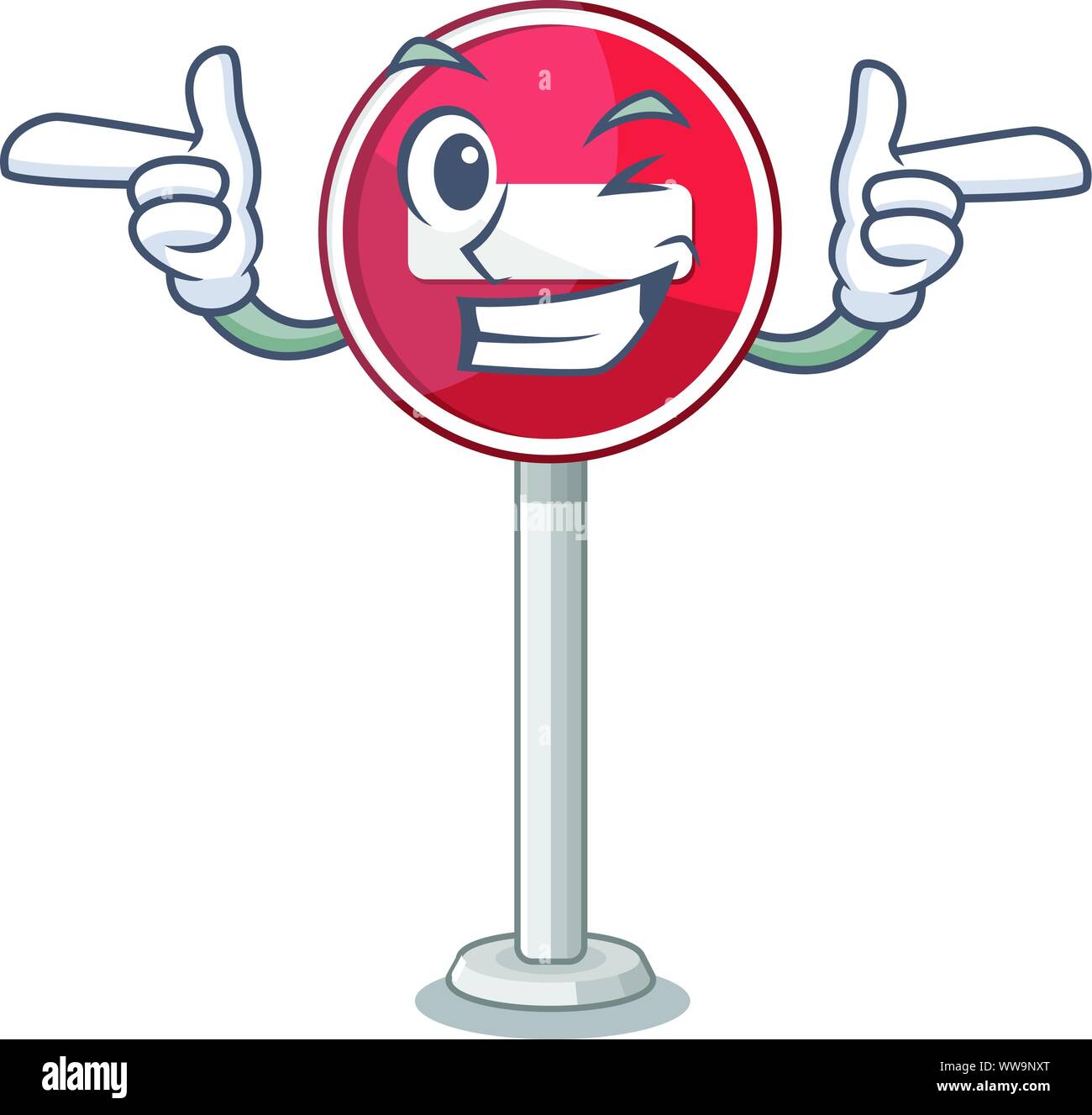 Augenzwinkern kein Eintrag auf Cartoon Seite der Straße Stock Vektor