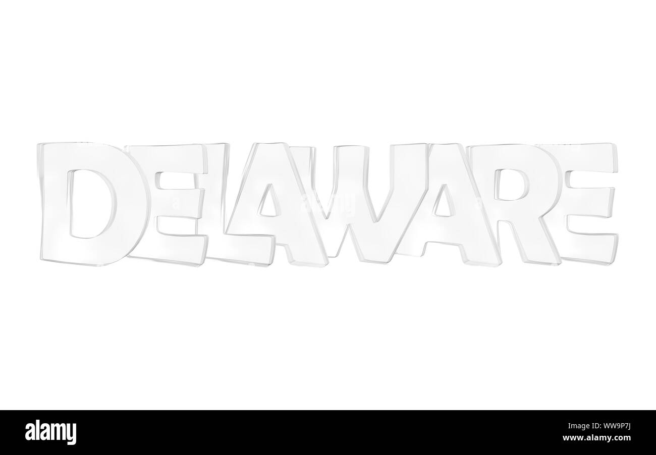 Delaware. Isolierte USA Staat Namen mit weißem Hintergrund Stockfoto