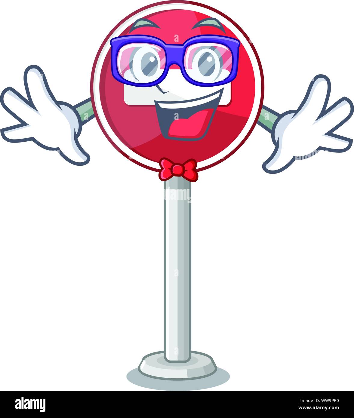 Geek kein Eintrag auf Cartoon Seite der Straße Stock Vektor