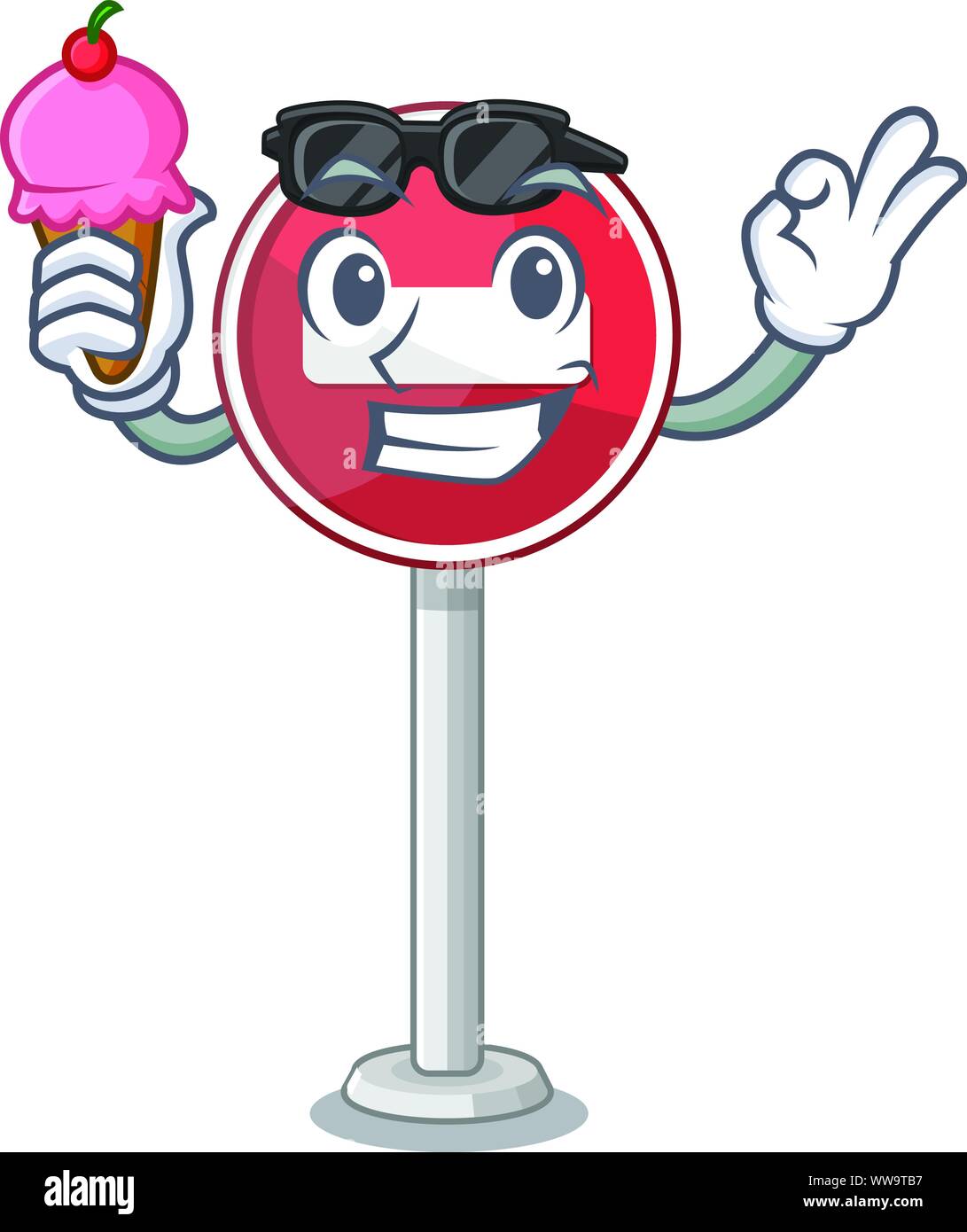 Mit Eis kein Eintrag auf Cartoon Seite der Straße Stock Vektor