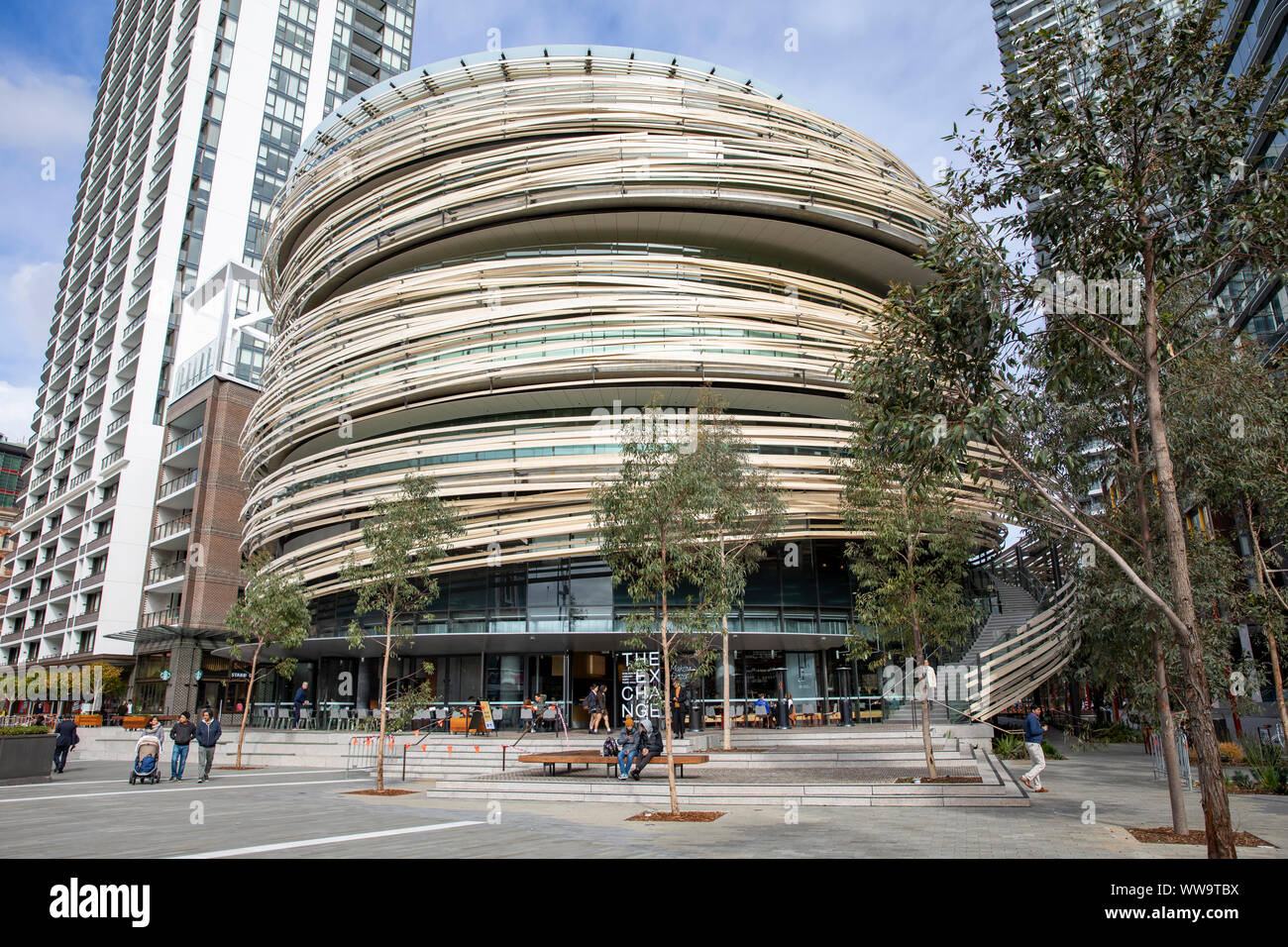 Sydney Architektur, Liebling Platz und der Exchange Gebäude mit Bibliothek und des Büros von Kengo Kuma, Sydney, Australien entwickelt Stockfoto