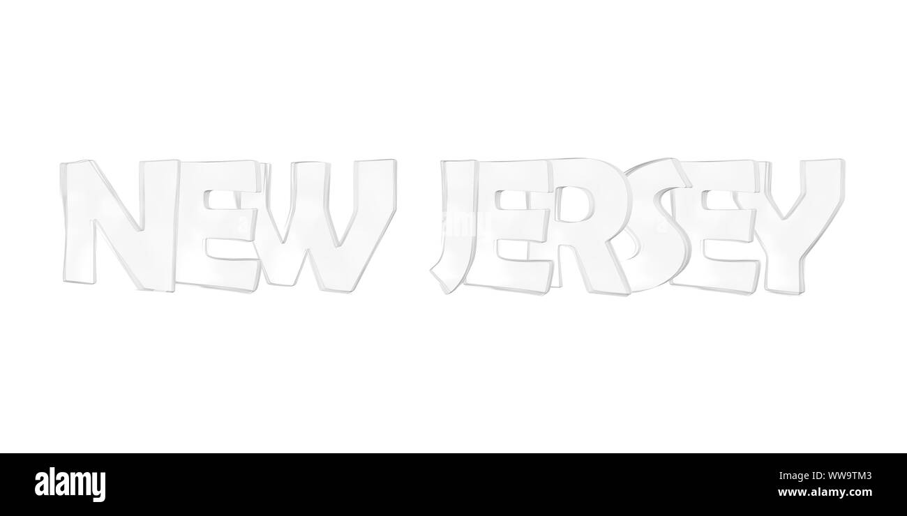 New Jersey. Isolierte USA Staat Namen mit weißem Hintergrund Stockfoto