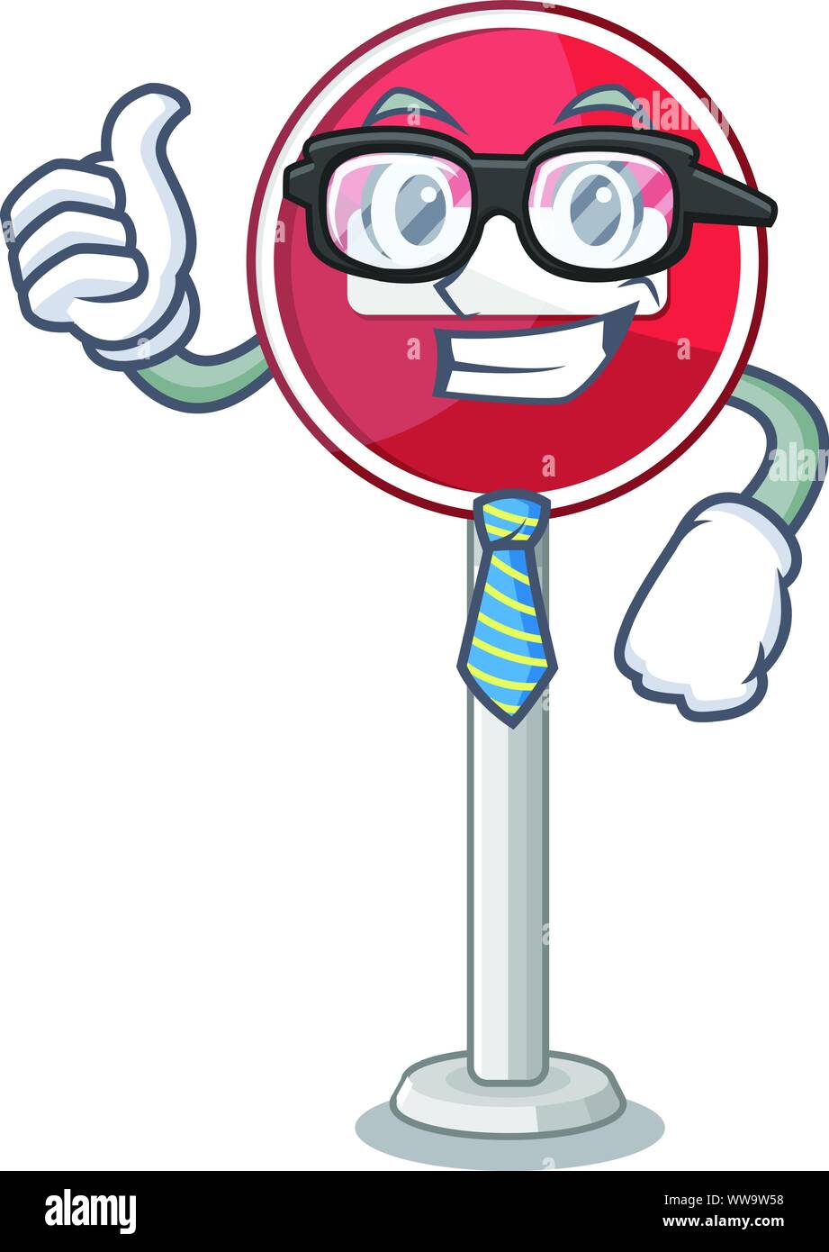 Geschäftsmann kein Eintrag auf Cartoon Seite der Straße Stock Vektor