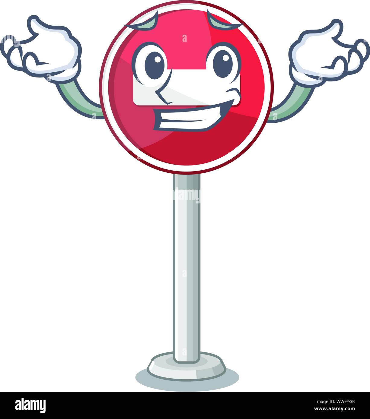 Grinsend kein Eintrag auf Cartoon Seite der Straße Stock Vektor