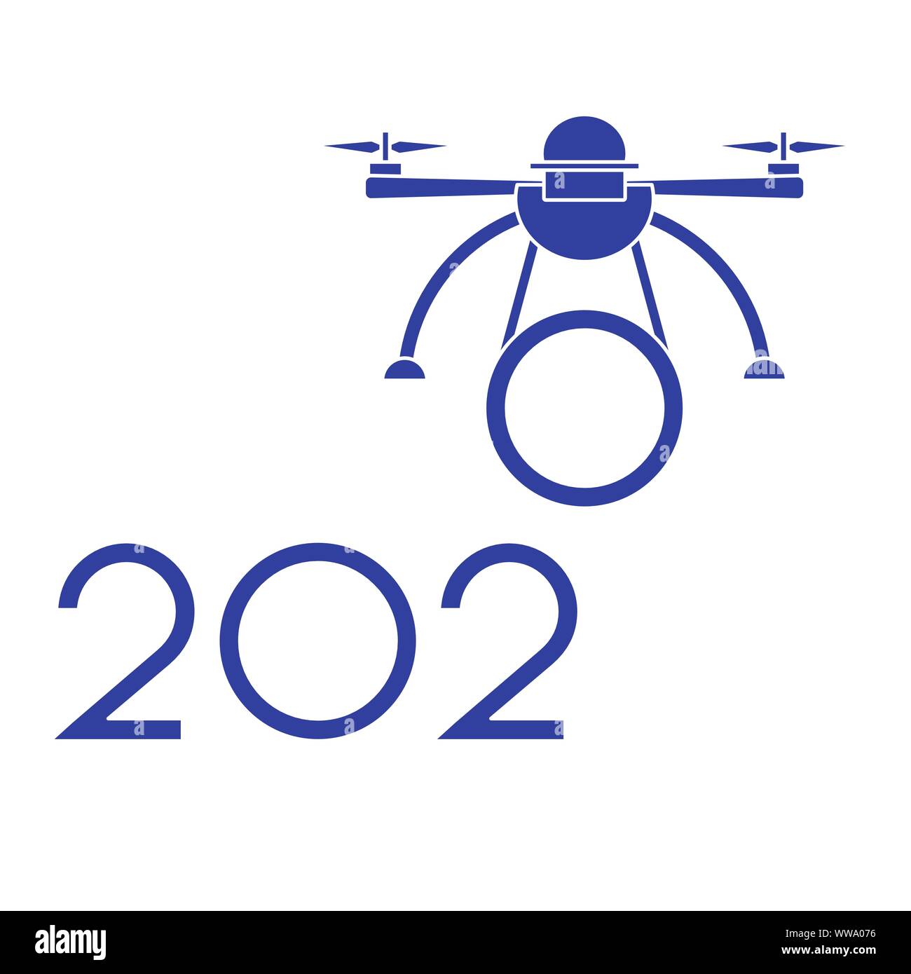 Frohes Neues Jahr Vector Illustration mit Drone übertragungen Zahlen 2020. Design für Poster, party Karte drucken. Stock Vektor