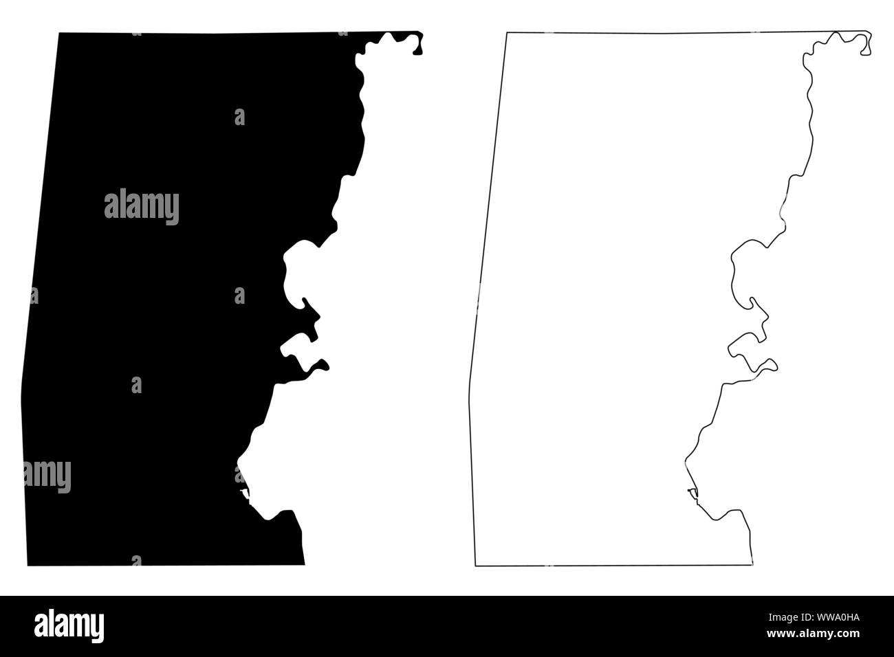 Choctaw County, Alabama (Grafschaften in Alabama, Vereinigte Staaten von Amerika, USA, USA, USA) Karte Vektor-illustration, kritzeln Skizze Choctaw Karte Stock Vektor