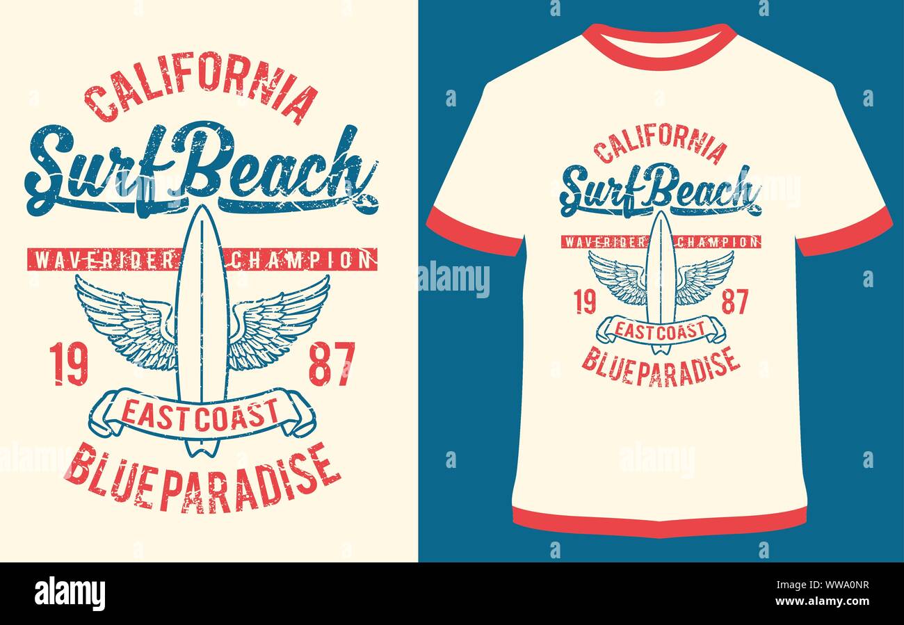 Surfen Surf Beach Kalifornien Wave Rider champion Vektorgrafiken, für Aufkleber oder Druck für das T-Shirt und Poster Stock Vektor