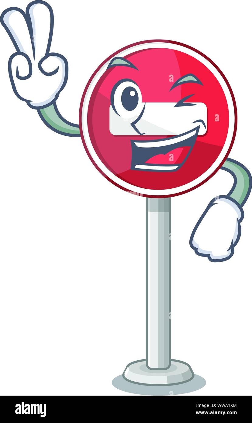 Zwei Finger kein Eintrag auf Cartoon Seite der Straße Stock Vektor