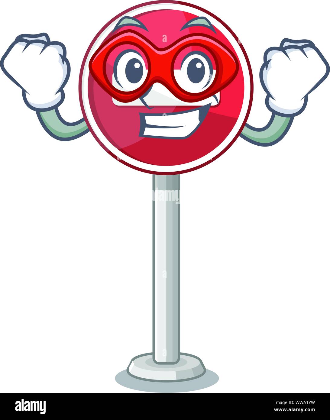 Super Hero kein Eintrag auf Cartoon Seite der Straße Stock Vektor