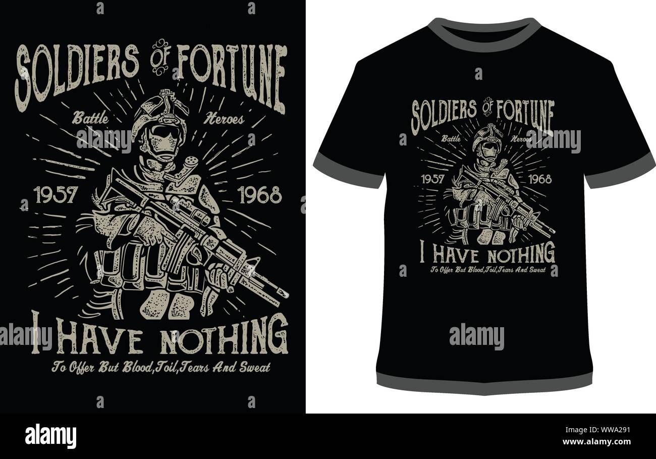 Glücksritter - ich habe nichts zu bieten, aber Blut Folie Tränen und Schweiß - Vektorgrafik typografischen Plakat. Oldtimer Motorrad Aufkleber, Badge, Stock Vektor