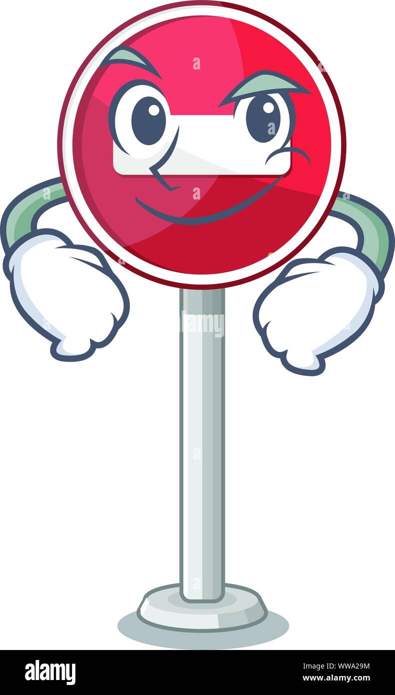 Grinsend kein Eintrag auf Cartoon Seite der Straße Stock Vektor