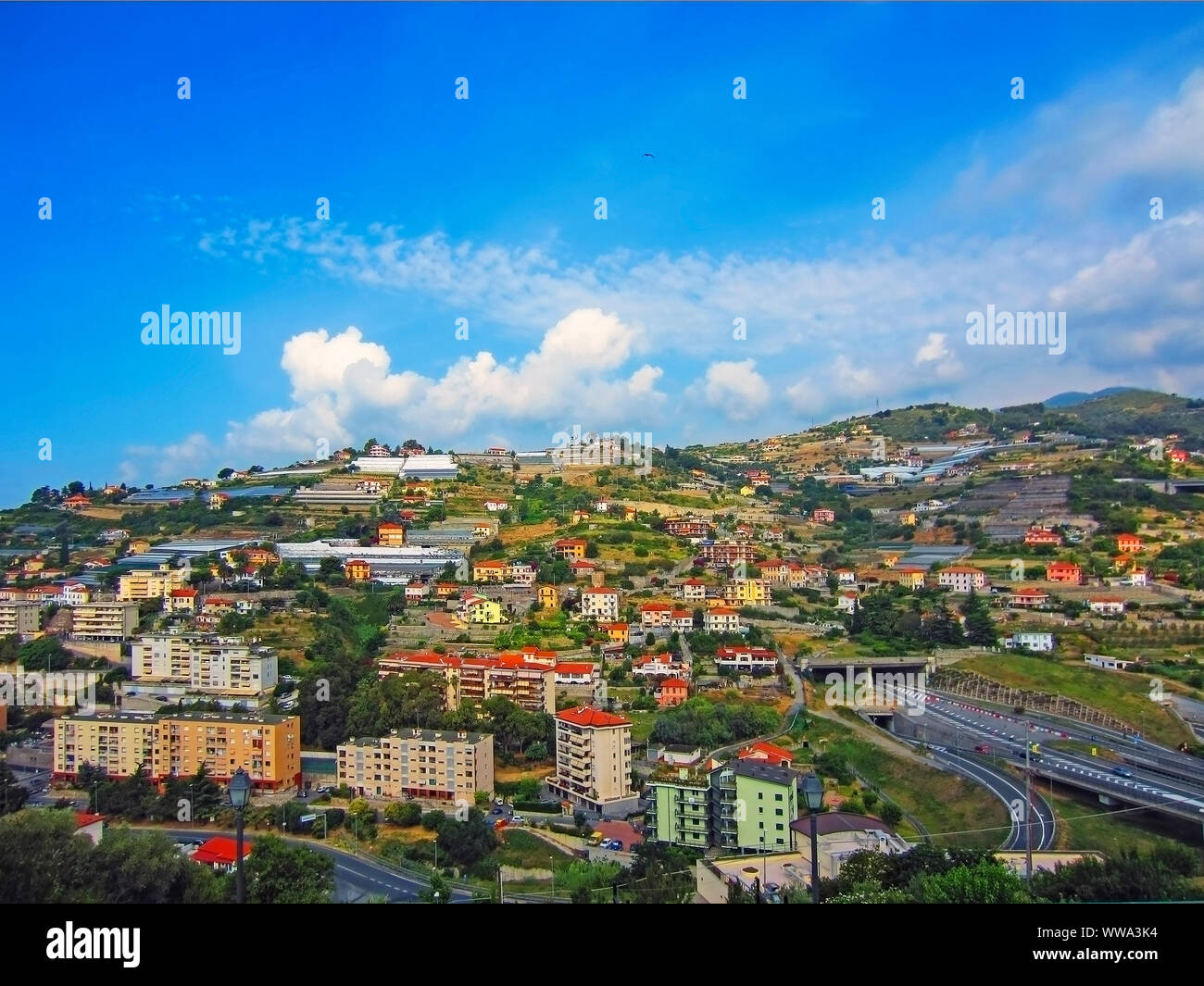 Blick auf San Remo, Italien Stockfoto