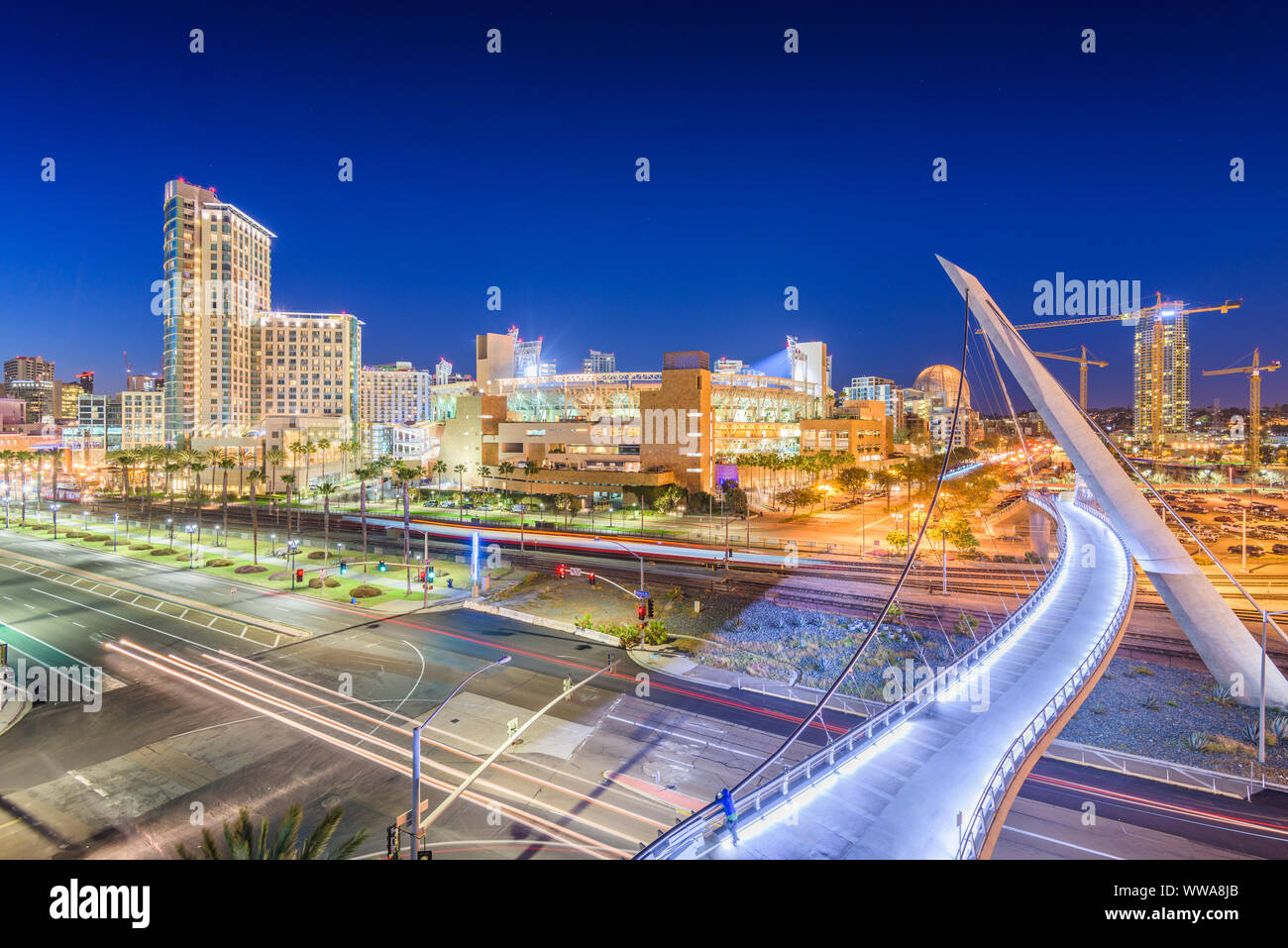 San Diego, Kalifornien Stadtbild bei Nacht. Stockfoto