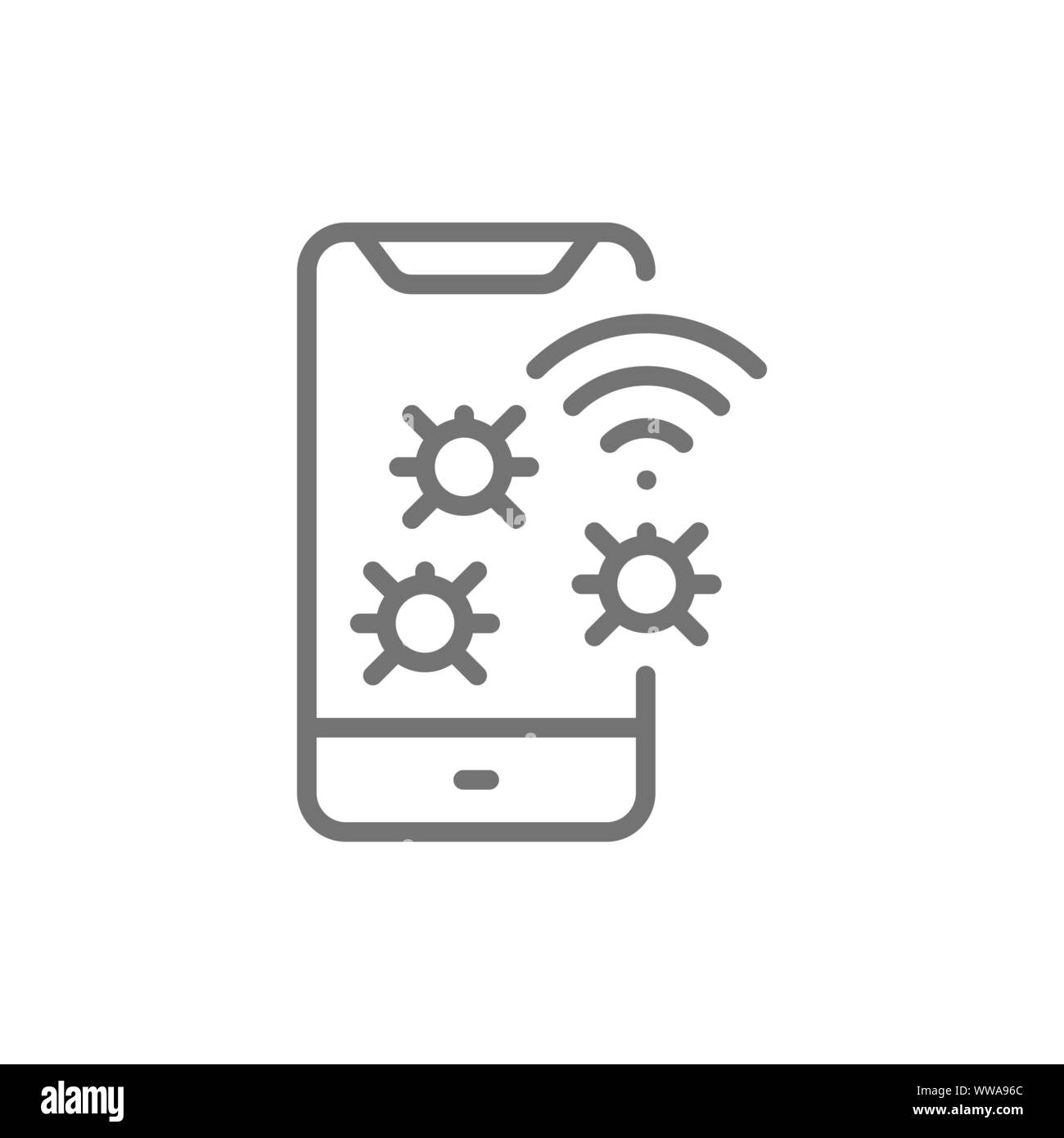 Vektor Virus, mobile Spam Symbol Leitung. Stock Vektor