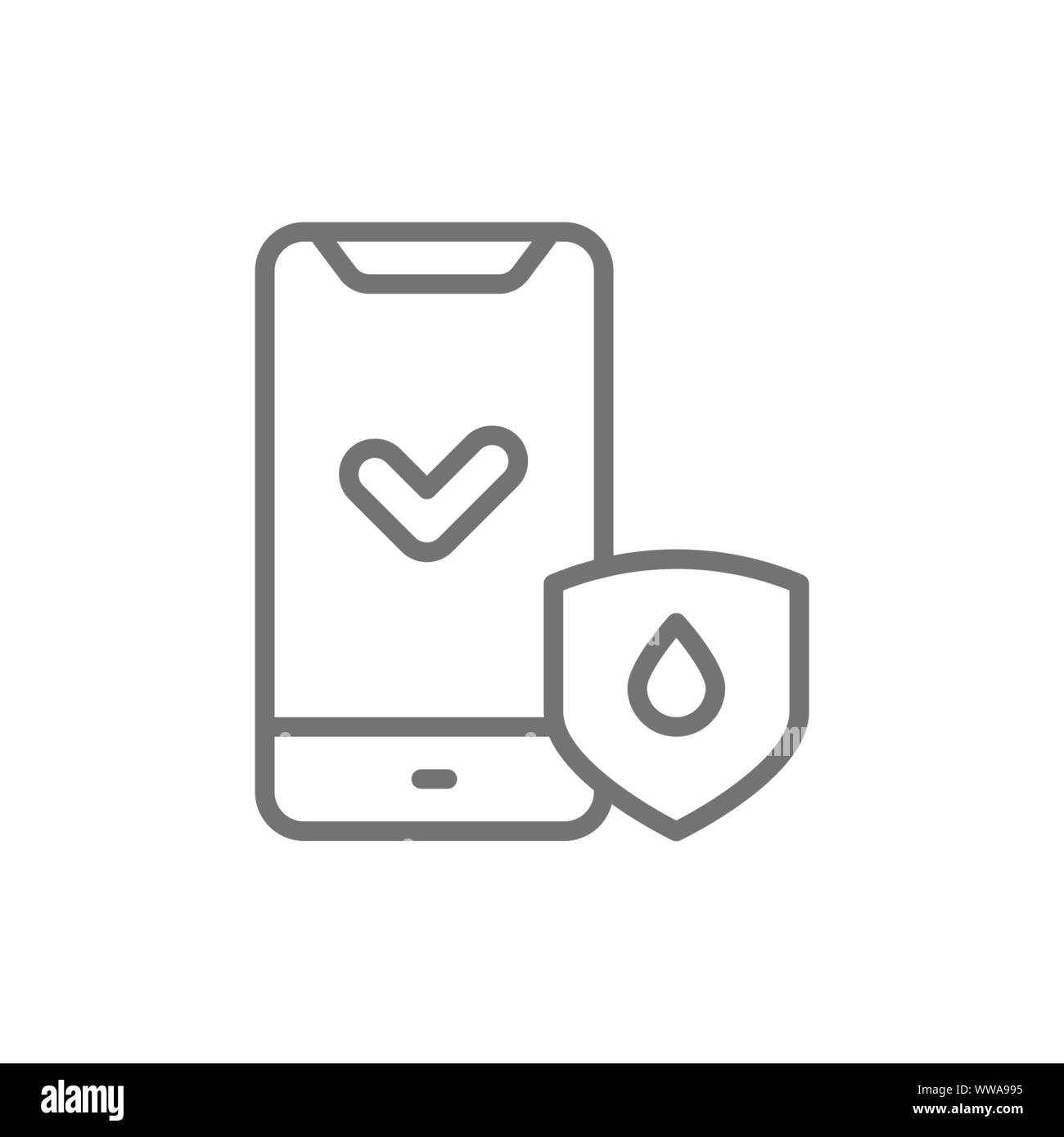 Smartphone Schutz vor Wasser und Feuchtigkeit Symbol Leitung. Stock Vektor