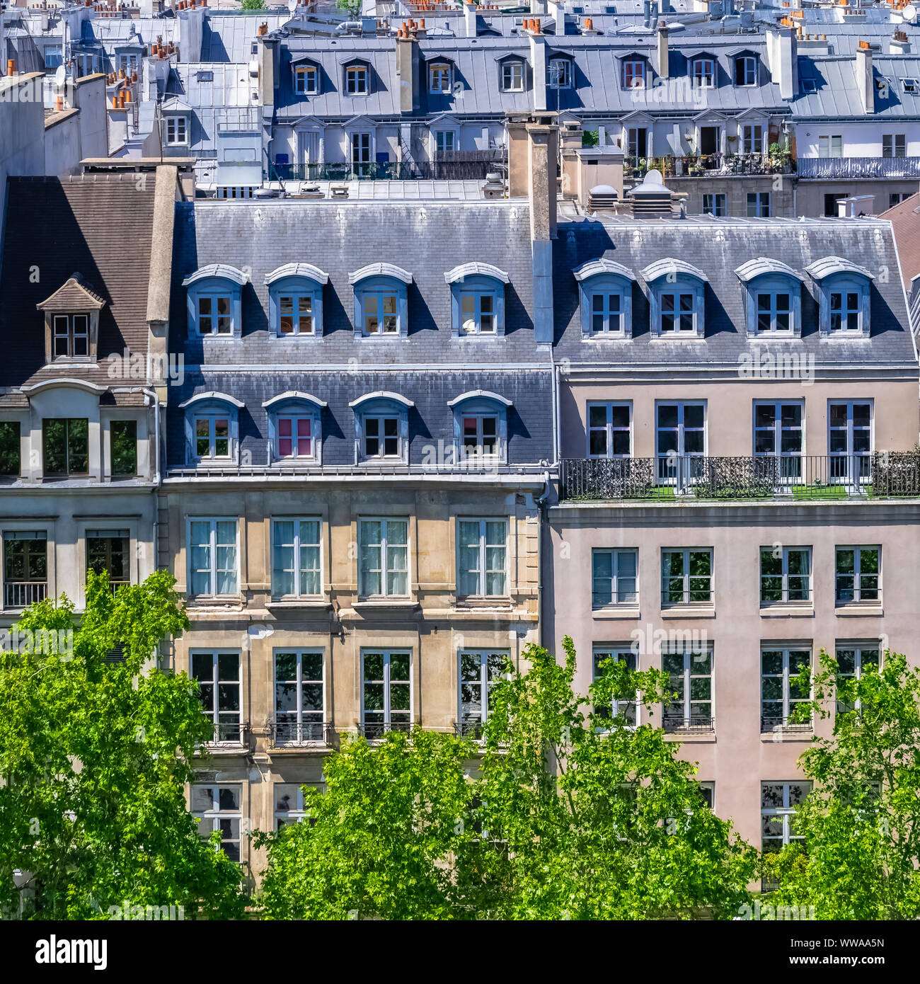 Paris, charmanten Straße und Gebäude, typisch Pariser Fassaden in der Mitte Stockfoto