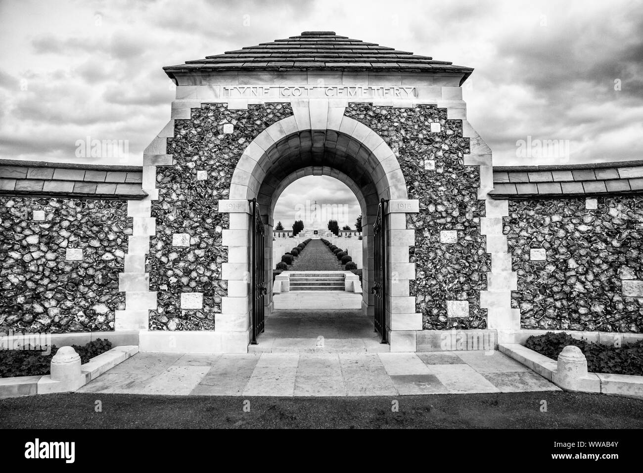 Tyne Cot Friedhof & Gedenken, die Weltgrößte Soldatenfriedhof in Zonnebeke, in der Nähe der Stadt Ypern in Flandern auf dem belgischen Salient Stockfoto