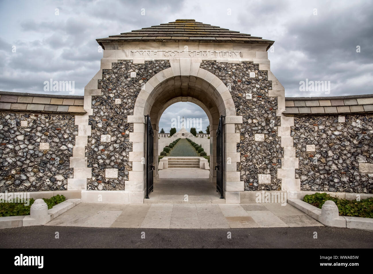 Tyne Cot Friedhof & Gedenken, die Weltgrößte Soldatenfriedhof in Zonnebeke, in der Nähe der Stadt Ypern in Flandern auf dem belgischen Salient Stockfoto