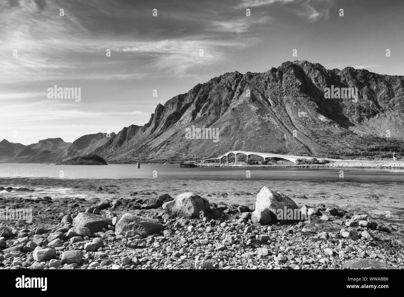 Landschaft in der Nähe der Kleppstad, Lofoten, Norwegen Stockfoto