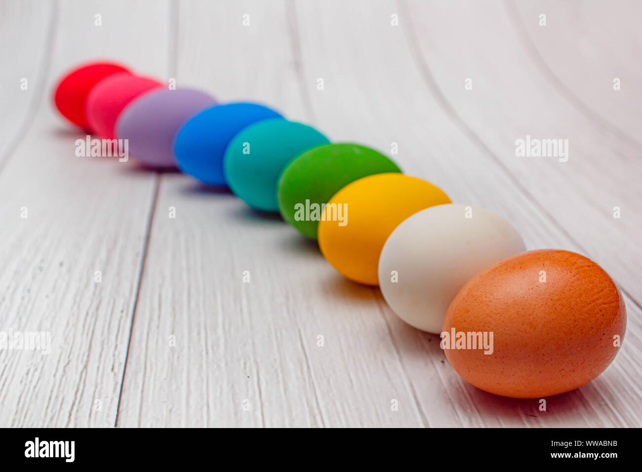 Mandy helle und bunte Ostereier, Hintergrund. Stockfoto