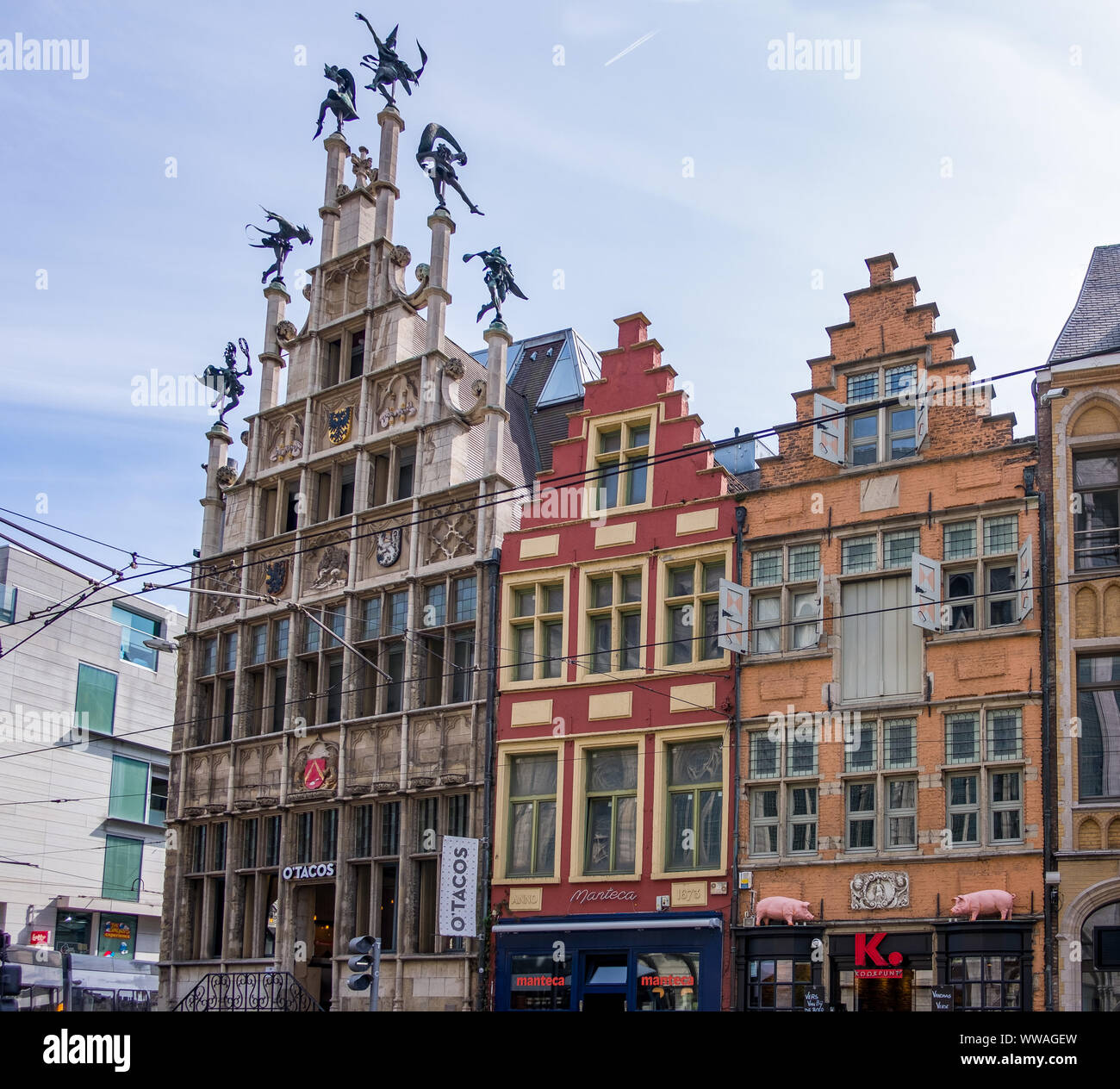 Historische Zentrum von Gent, Flandern, Belgien, EU. Stockfoto