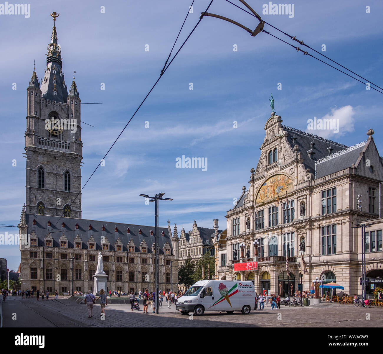 Historische Zentrum von Gent, Flandern, Belgien, EU. Stockfoto