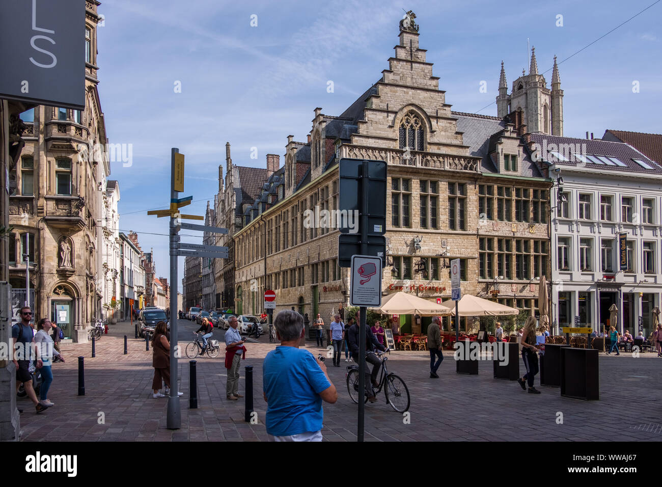 Historische Zentrum von Gent, Flandern, Belgien, EU. Stockfoto