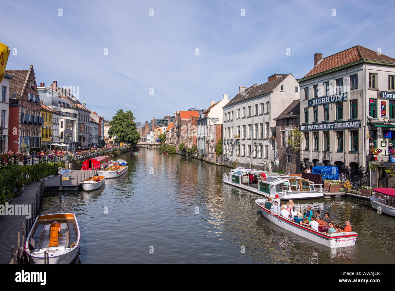 Historische Zentrum von Gent, Flandern, Belgien, EU. Stockfoto