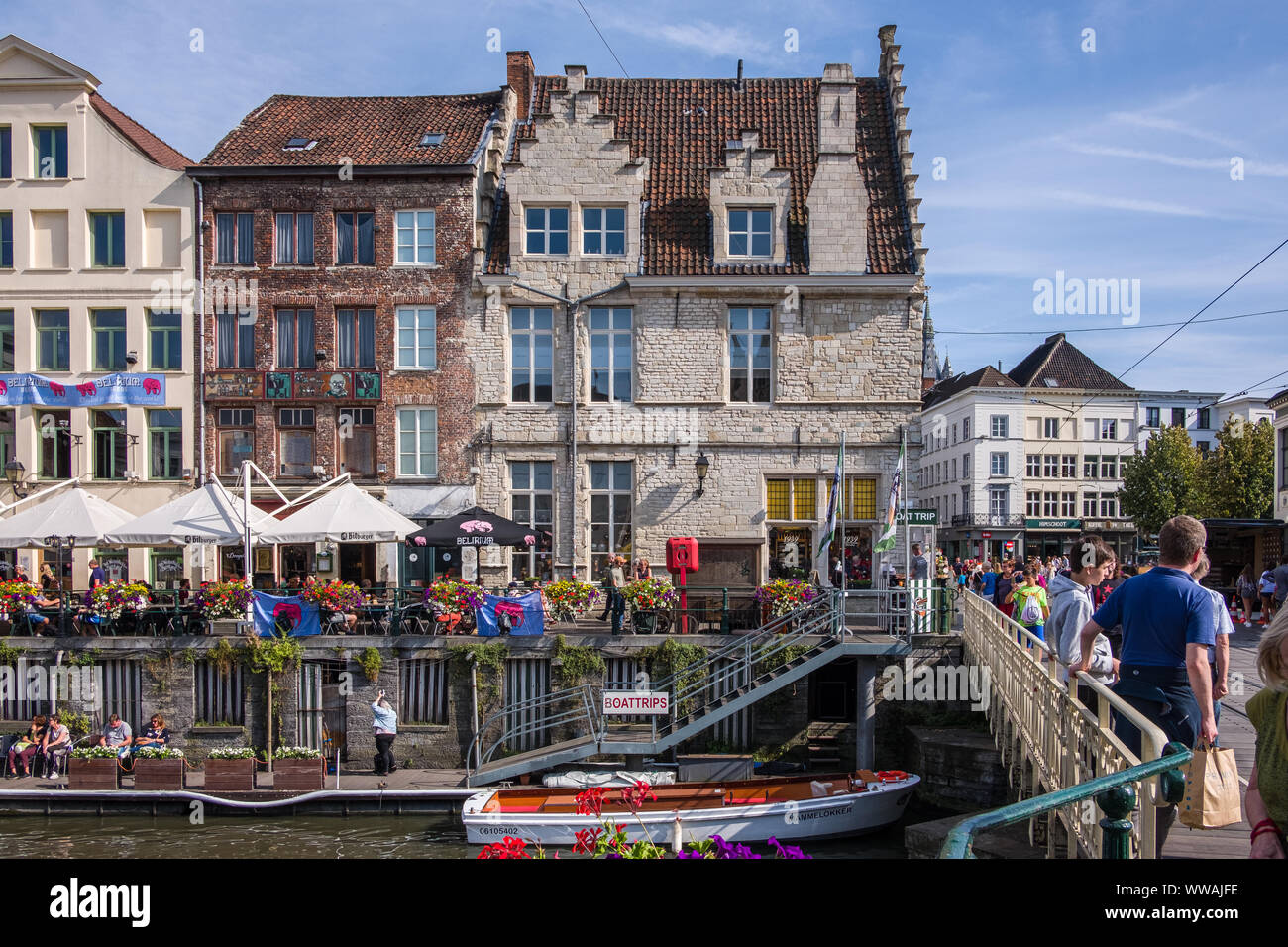 Historische Zentrum von Gent, Flandern, Belgien, EU. Stockfoto