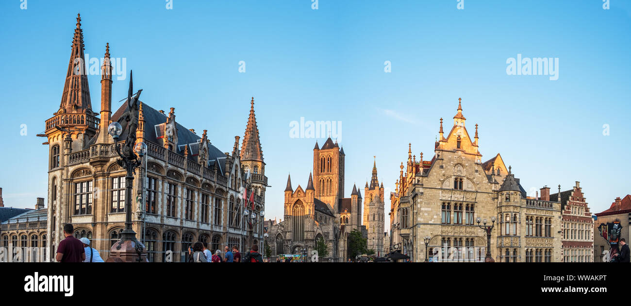 Historische Zentrum von Gent, Flandern, Belgien, EU. Stockfoto