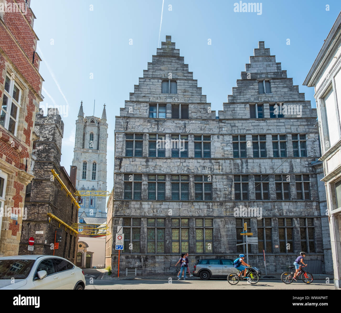 Historische Zentrum von Gent, Flandern, Belgien, EU. Stockfoto