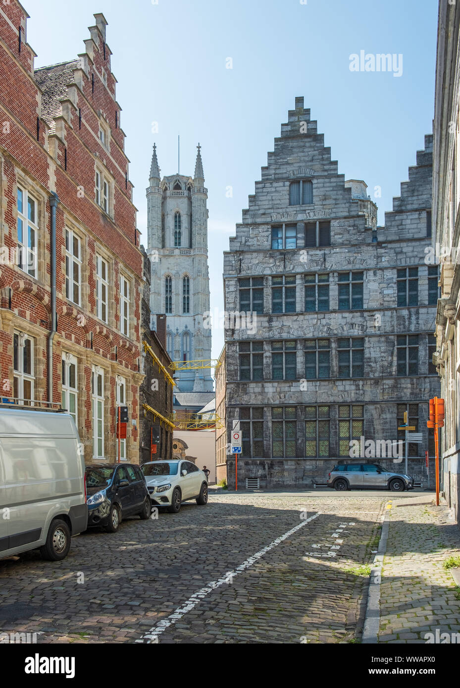 Historische Zentrum von Gent, Flandern, Belgien, EU. Stockfoto