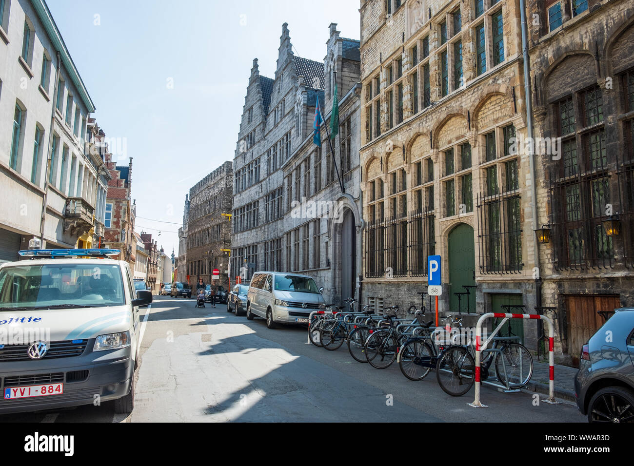 Historische Zentrum von Gent, Flandern, Belgien, EU. Stockfoto