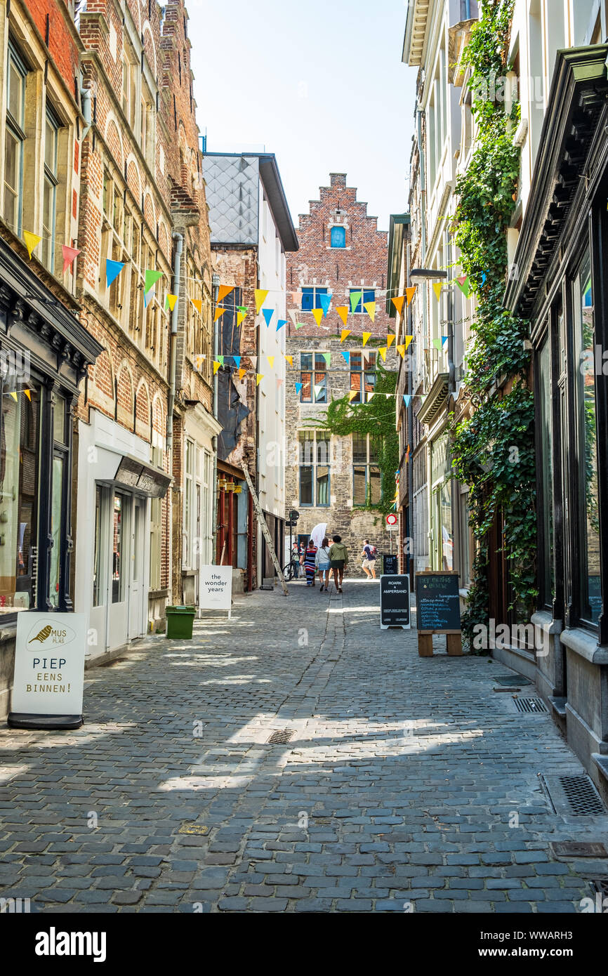 Historische Zentrum von Gent, Flandern, Belgien, EU. Stockfoto