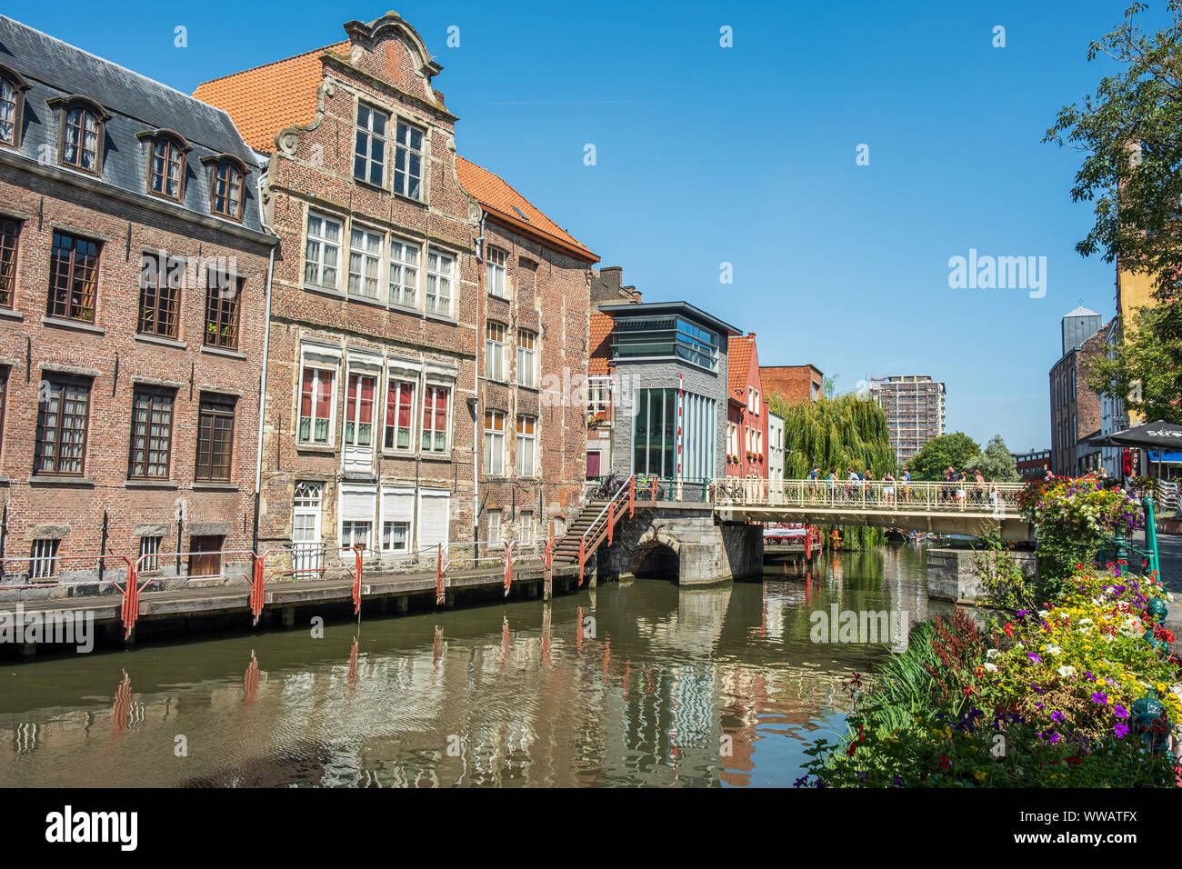 Historische Zentrum von Gent, Flandern, Belgien, EU. Stockfoto
