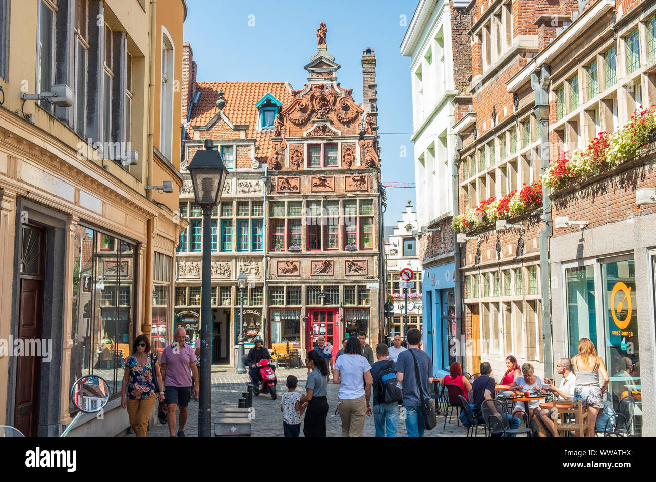 Historische Zentrum von Gent, Flandern, Belgien, EU. Stockfoto