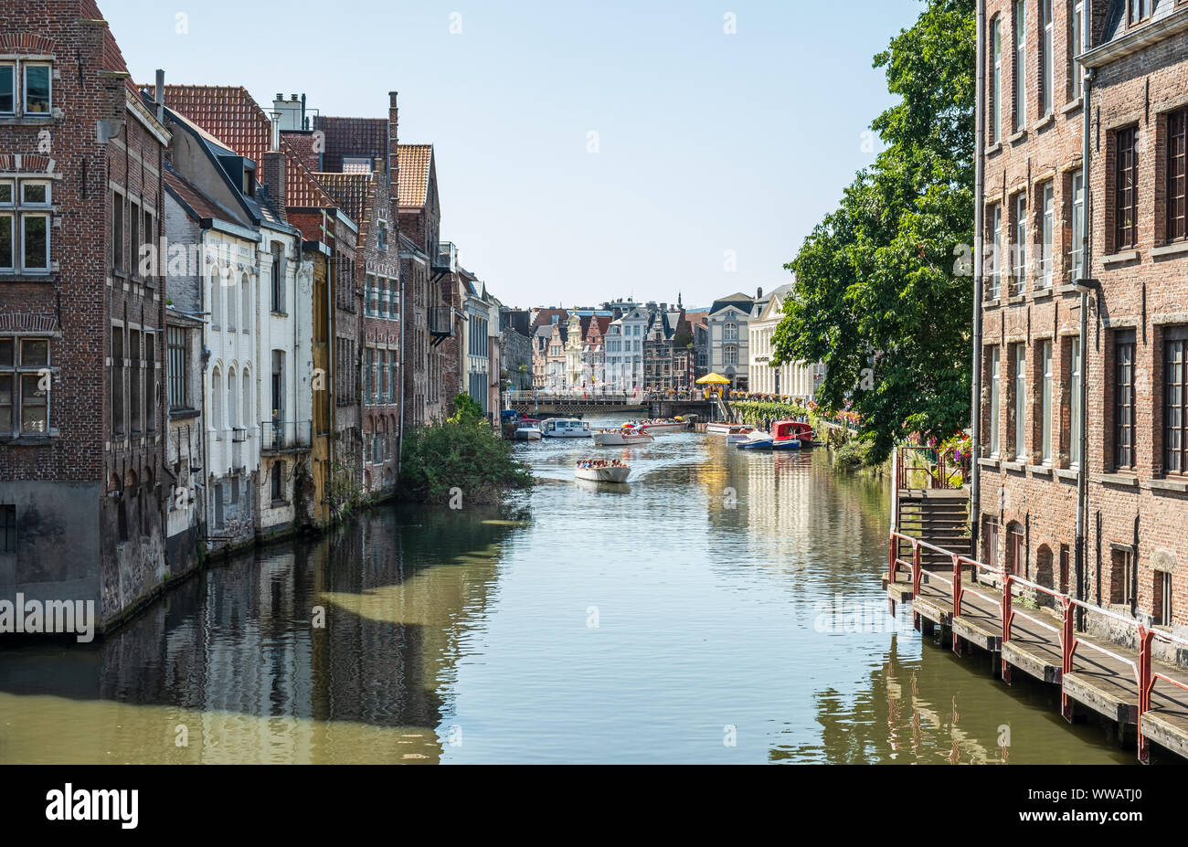 Historische Zentrum von Gent, Flandern, Belgien, EU. Stockfoto