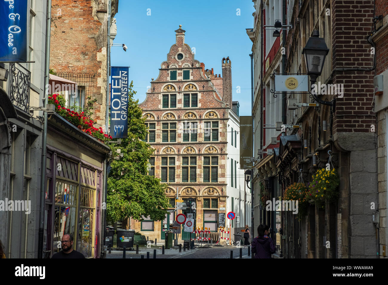 Historische Zentrum von Gent, Flandern, Belgien, EU. Stockfoto