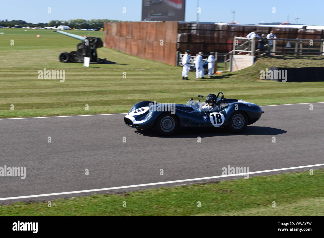 Goodwood Revival 13. September 2019 - Sussex Trophy - 1958 Lister-Jaguar "KNORRIGEN" von Niall McFadden Stockfoto