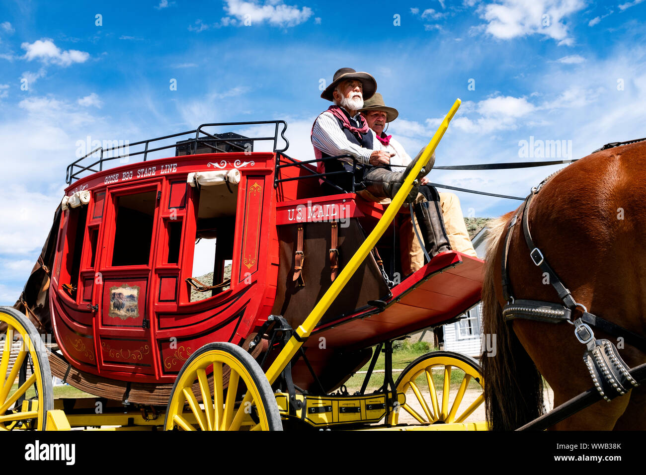 WY 03890-00 ... WYOMING - Stagecoach an den South Pass City während der Goldrausch Tage Stockfoto