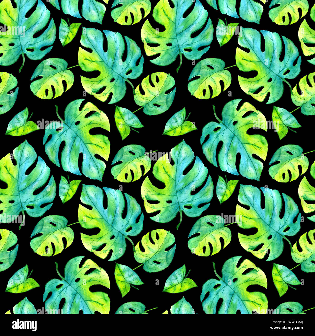 Aquarell tropische Blumen Abbildung mit grünen Blättern für Hochzeit stationäre, Grüße, Wallpaper, Mode, Hintergründe, Texturen Stockfoto