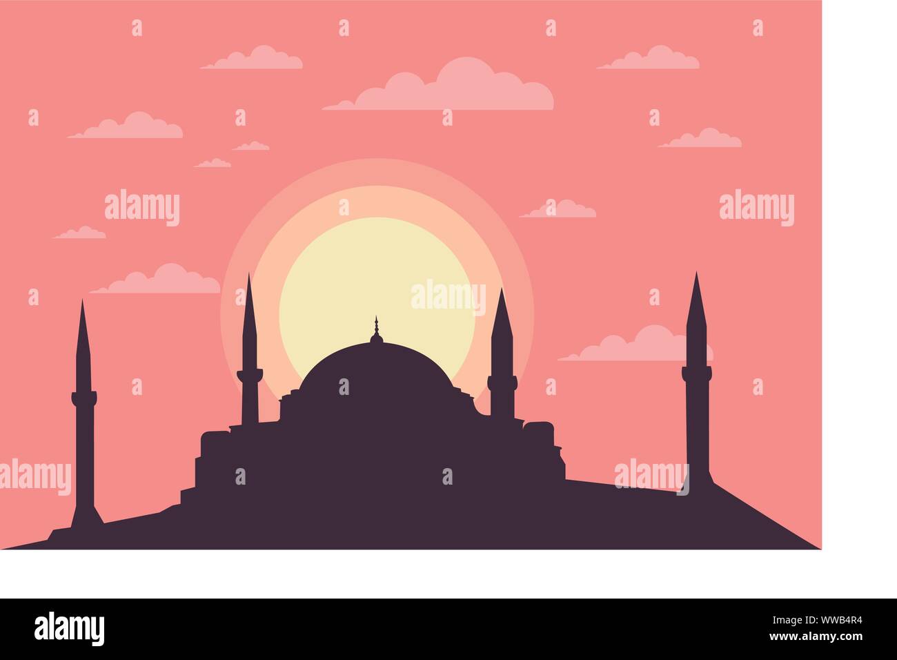 Sonnenuntergang in der Hagia Sophia, Vektor arbeiten Stock Vektor